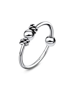 Designed Knit Silver Ball Nose Ring NSKR-57